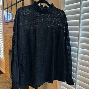 Tuckernuck Rosalee Puff Sleeve Black Lace Blouse NWT
